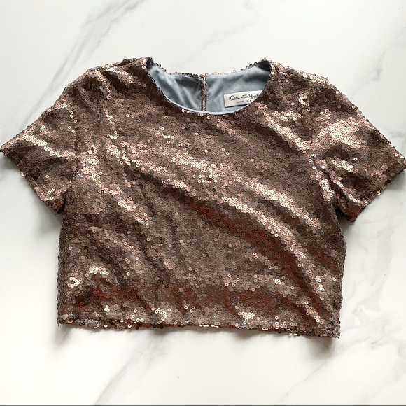 Cropped sequinned blouse - Picture 2 of 9